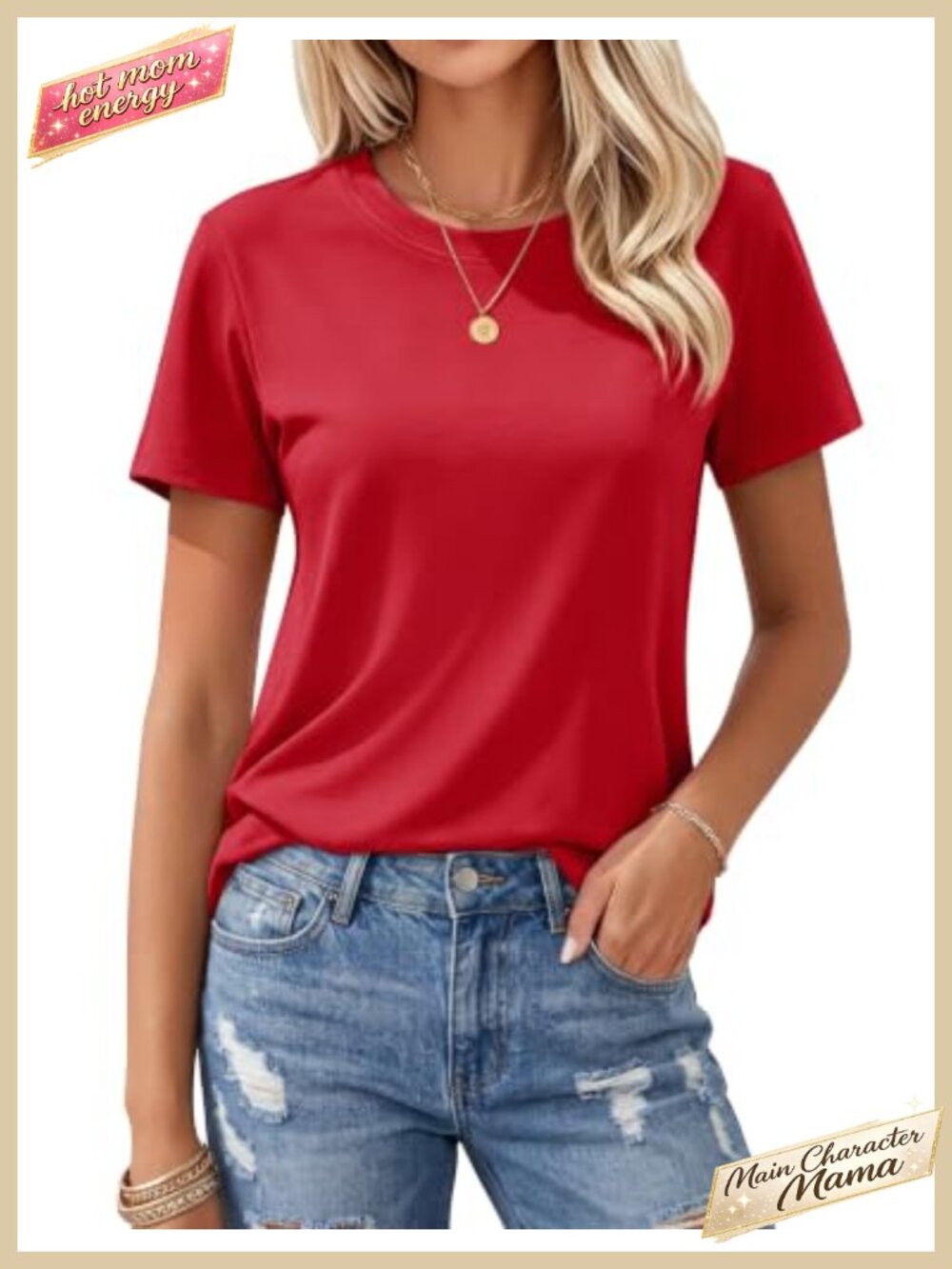 Womens Cotton Crewneck T Shirt Short Sleeve Moisture Wicking Summer Casual Top